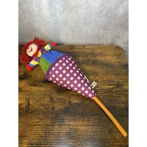 Gymboree Gymbo Clown Push Up Stick Cone Puppet Plush Peekaboo Play Vintage Toy